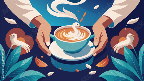 The baristas hands dance across the steaming milk effortlessly shaping swans rosettas and even unicorns in the velvety froth making the latte