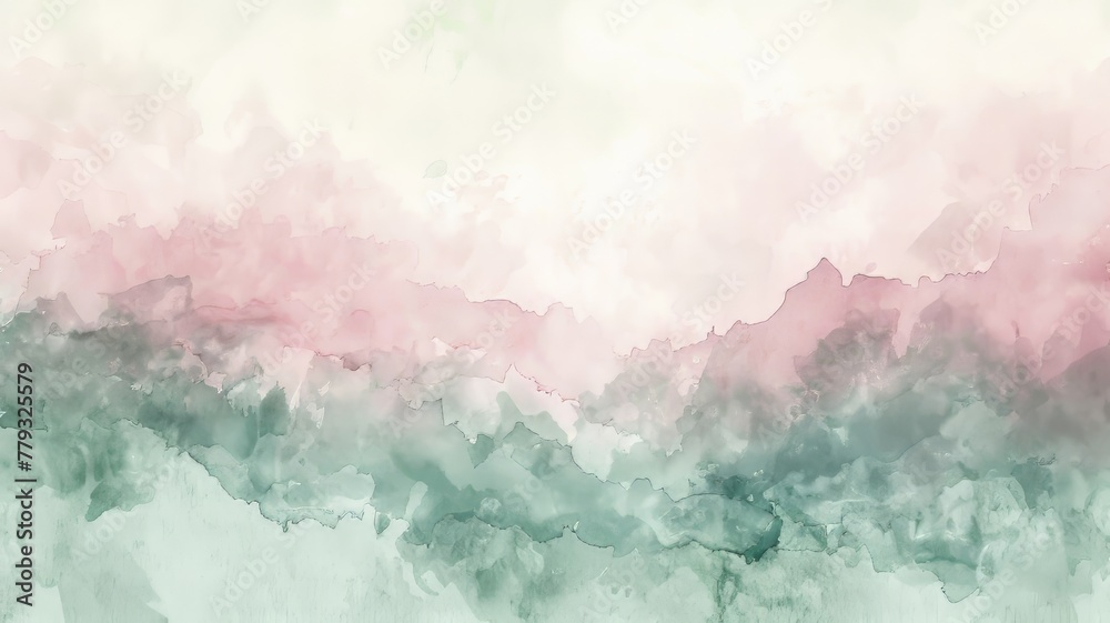 Fototapeta premium Watercolor pink and green abstract background with color splash design 