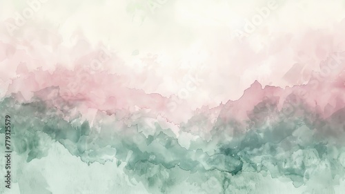 Watercolor pink and green abstract background with color splash design 