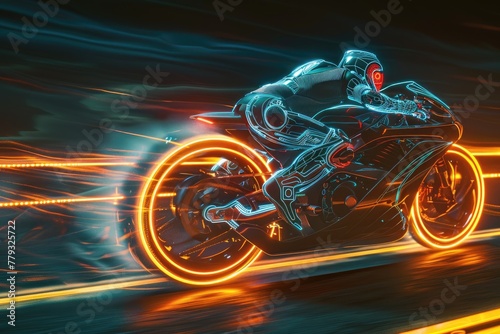 A neon circuit-infused motorcycle