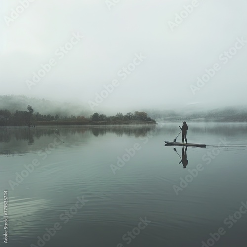 A serene morning paddleboard session on a quiet