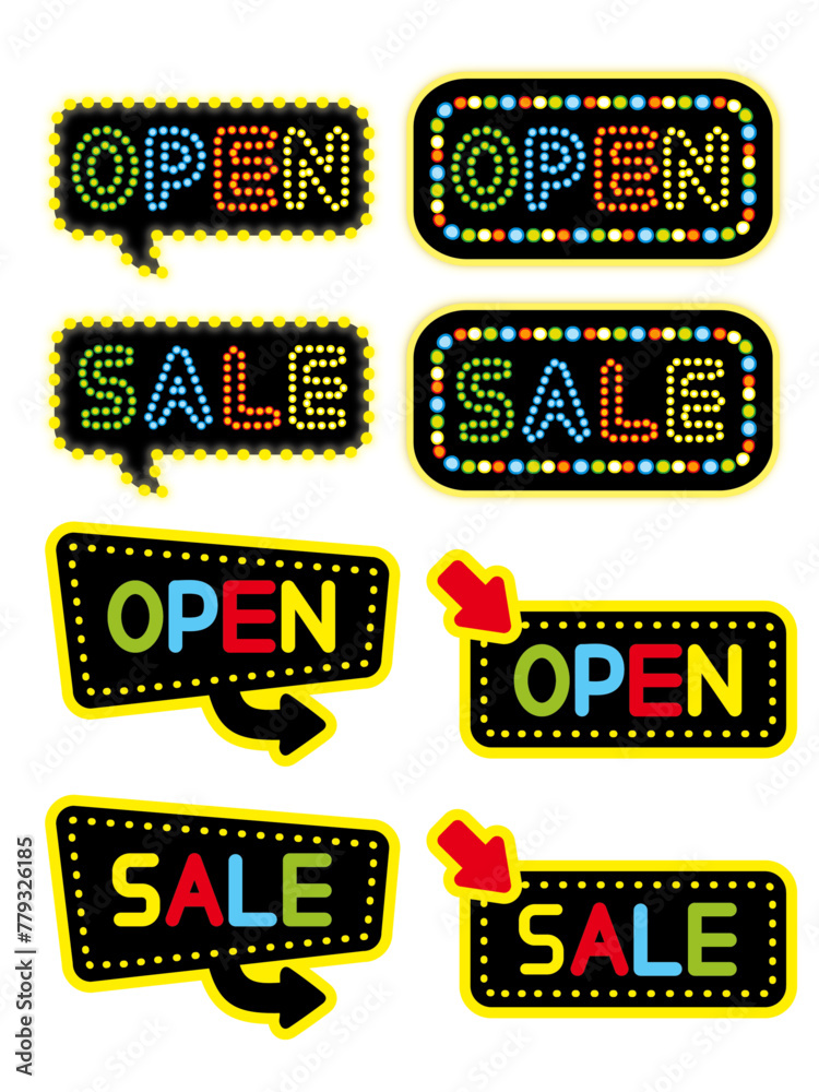 Open sale electronic sign illustration