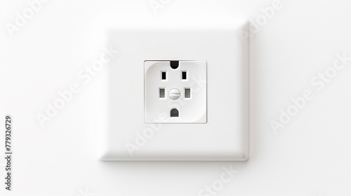 Minimalist power outlet isolated on white backgroundrealistic, business, seriously, mood and tone