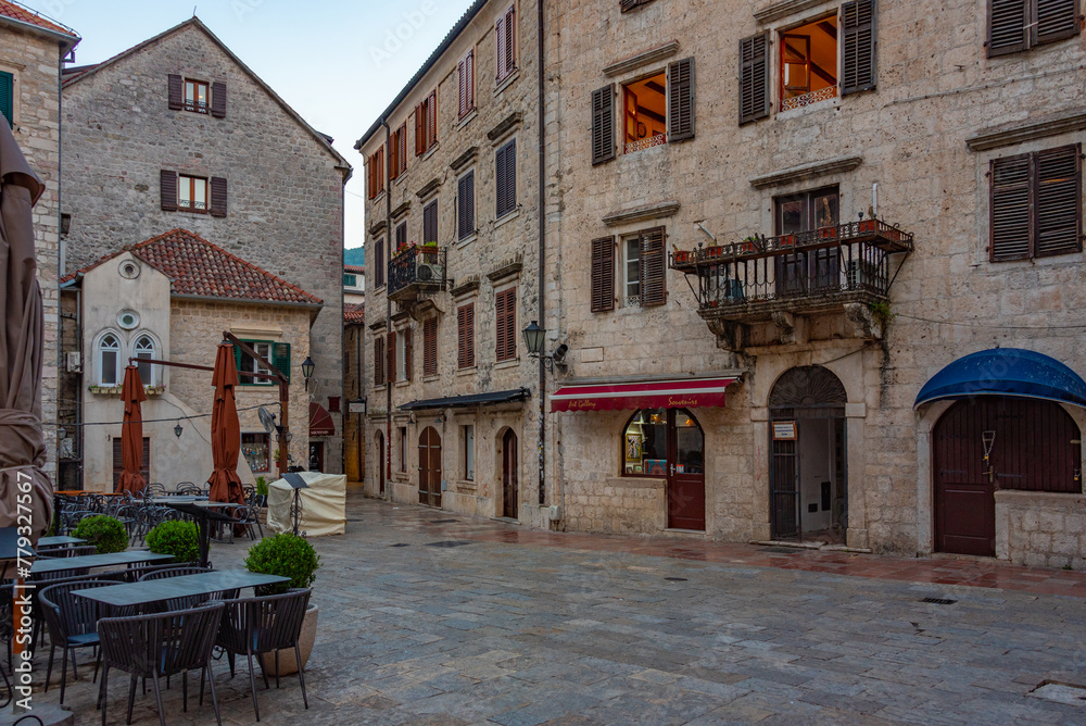 Fototapeta premium Restaurants in the old town of Kotor, Montenegro
