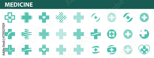 Set of medical logos vector graphic design