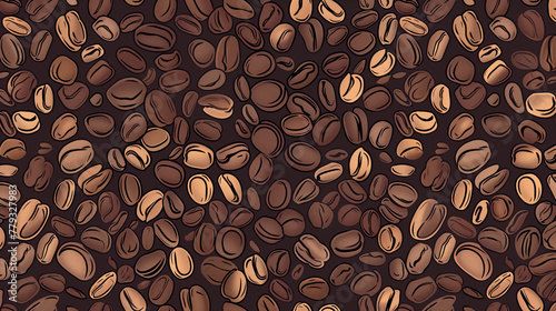 Illustration coffee beans background pattern, Generative AI