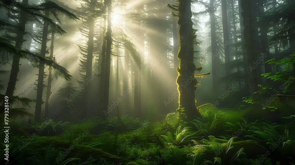 Mystical Sunlit Woods./n