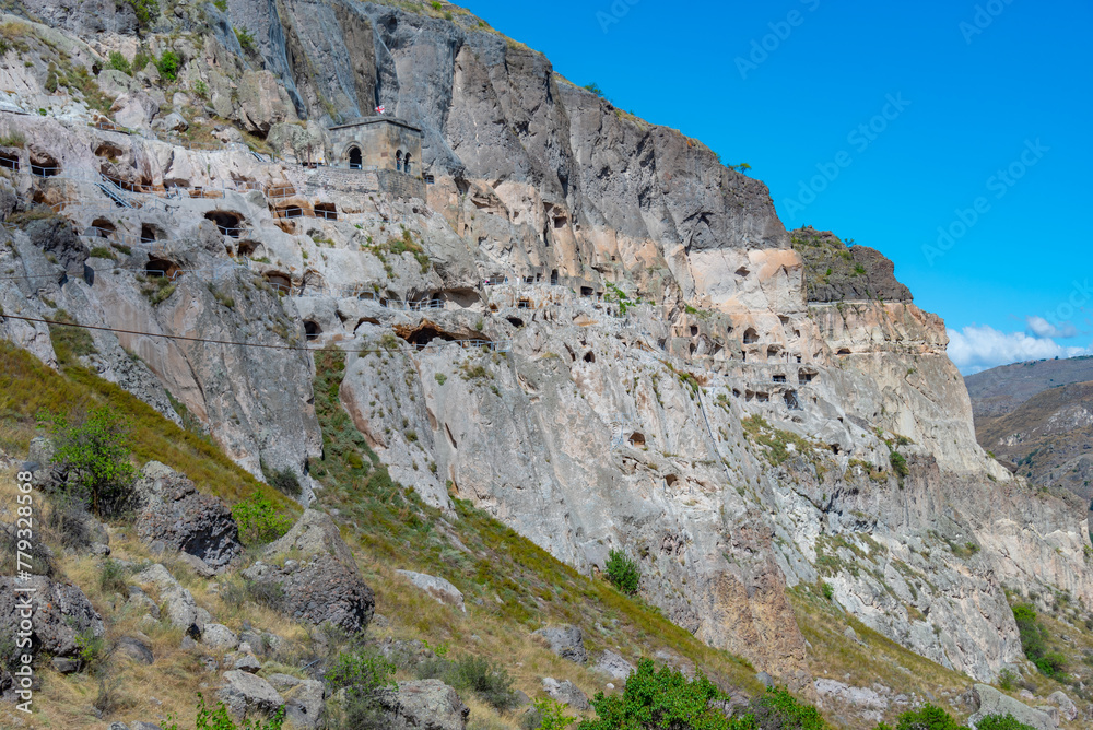 Panorama view of Vardzia caves in Georgia Panorama view of Vardzia caves in Georgia
