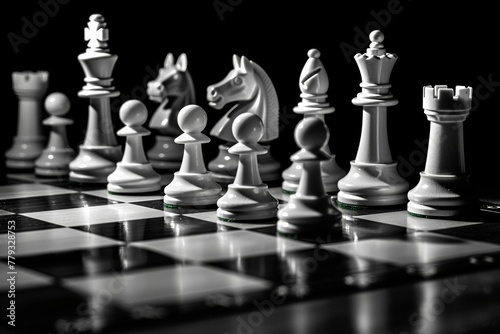 Classic Black and White Chess Board Setup