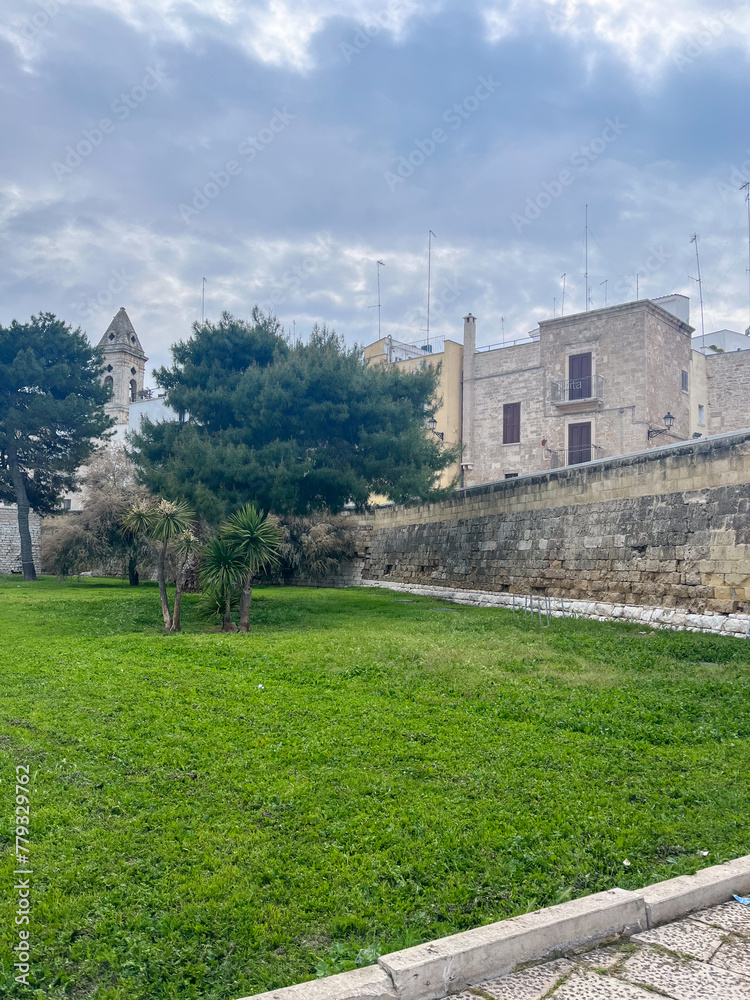 Fototapeta premium Bari, Italy, springtime, Castle,Castello Svevo di Bari, Castello Normanno-Svevo, Norman-Swabian Castle in Bari, Apulia