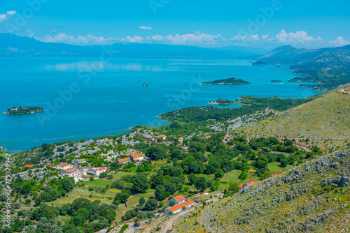 Panorama of islands on Skadar lake in Montenegro