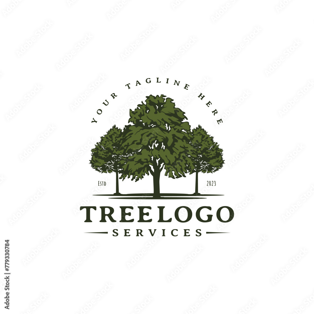 Obraz na plátně Tree service icon vector illustration residential landscape logo design