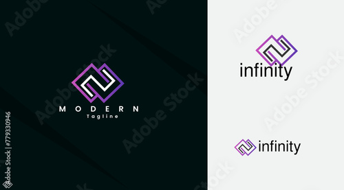 Rectangle shape infinity logo design. Infinity symbol. Creative design. Abstract. Technology. Business. Infinity vector art. Premium logo art