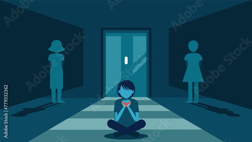 An empty room with faint whispers representing the silence and stigma surrounding mental health in some families.