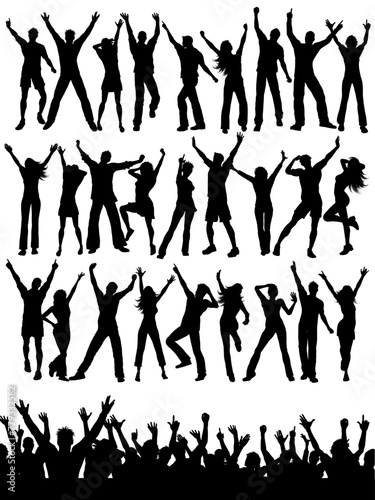 silhouette of groupe of dancing people collection