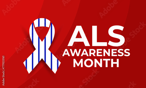 ALS awareness month is observed each year in may. It's  raise awareness of the disease, share stories from people living with ALS.Banner poster, flyer and background design. photo