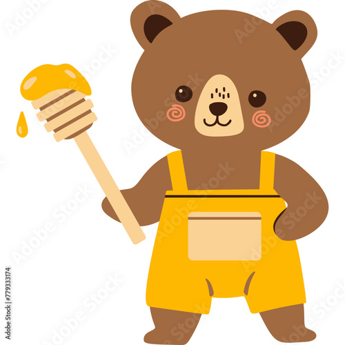 Cute cartoon flat vector bear