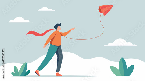 A picture of a person holding a rope connected to a kite that is being tossed around by the wind symbolizing the lack of control and stability