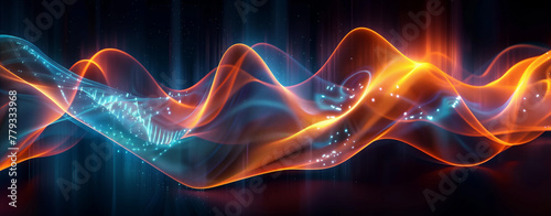A colorful wave of light with orange and blue colors