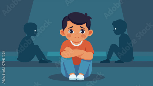 A child sitting alone in a corner with a sad and isolated expression reflecting the effects of feeling left out or neglected in a blending