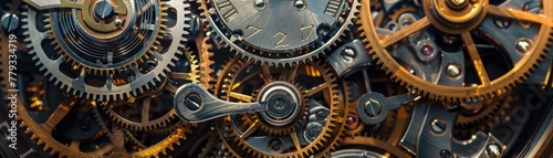 A detailed view of a clocks mechanics with gears and springs working in harmony photo