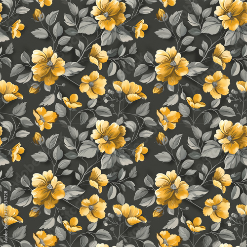 Floral yellow color  form natural  seamless fabric pattern.