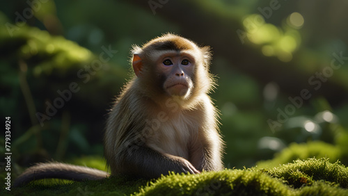Monkey Resting in the Grass