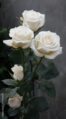 White fresh and elegant  long stem white roses