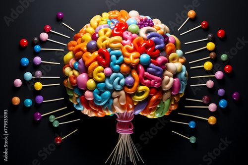 A brain made up of pills and candy, Generative AI