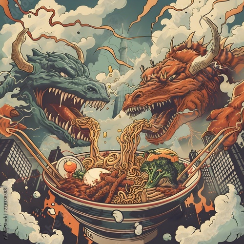 Colossal Kaiju Competitors Clash Over Coveted Culinary Creations