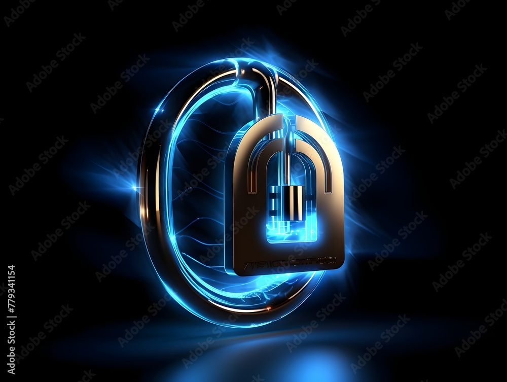Futuristic Glowing Digital Lock Symbolizing Cybersecurity and Data ...