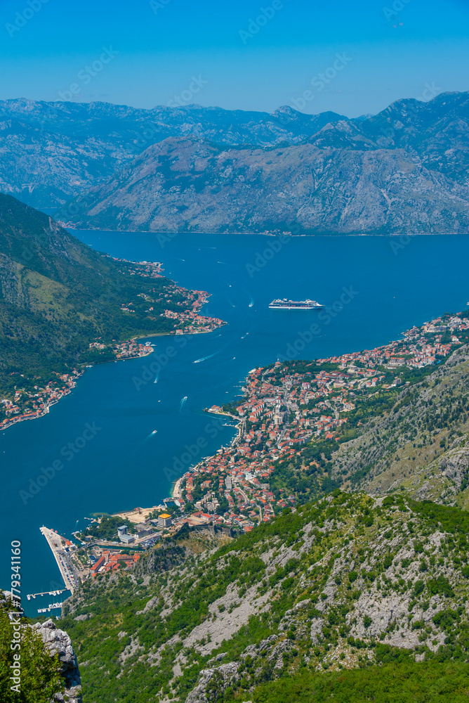 Panorama of Boka Kotorska bay in Montenegro
