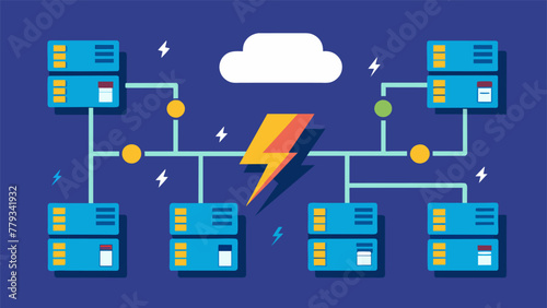 A maze of computer servers and processors work in unison to deliver lightningfast connectivity and data transfer speeds.