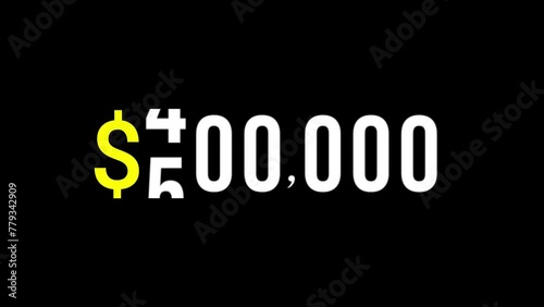 500K Dollars Count Black screen | $500,000 Money Number Counter Animation	