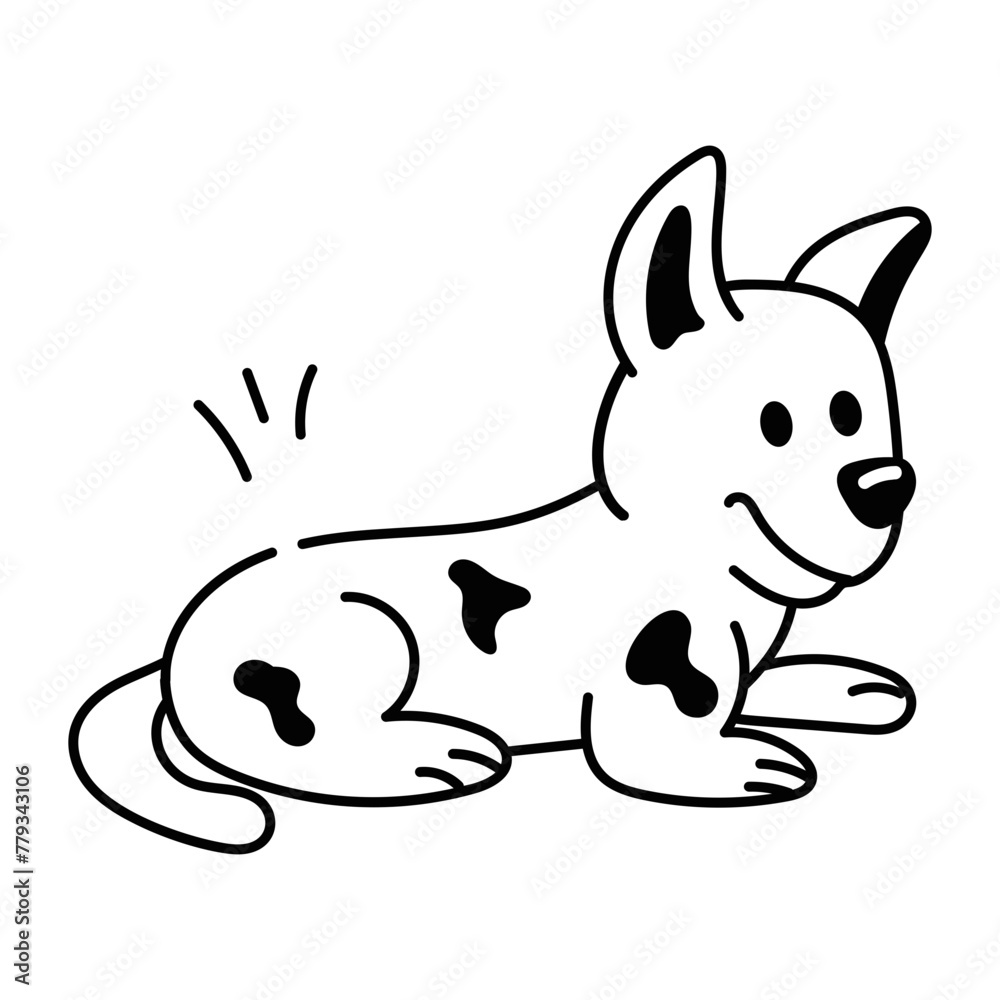 Modern doodle style icon of a relaxing dog Modern doodle style icon of a relaxing dog