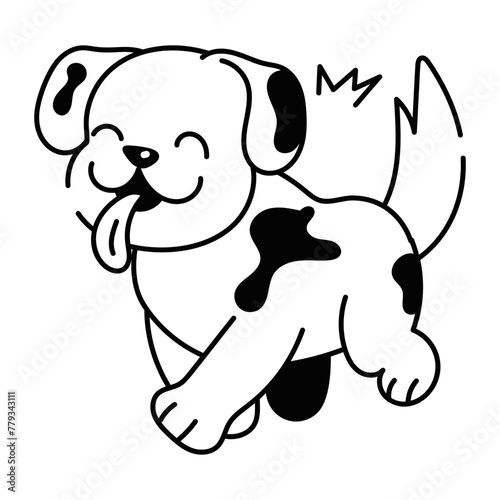 Cute doodle icon of a smiling puppy 