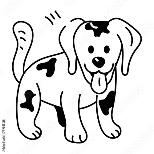 A doodle icon of dog with tongue out 