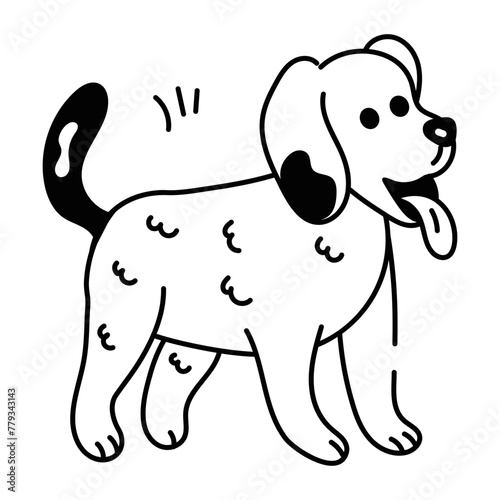 Get this doodle style icon of a playful puppy 