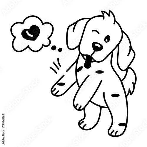 A doodle style icon of lovely dog 