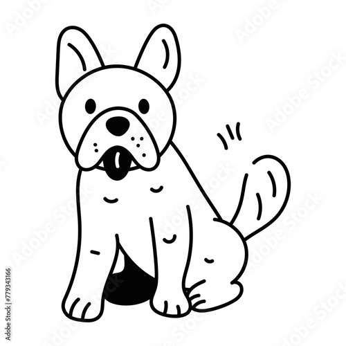 Premium doodle icon of a french bulldog 