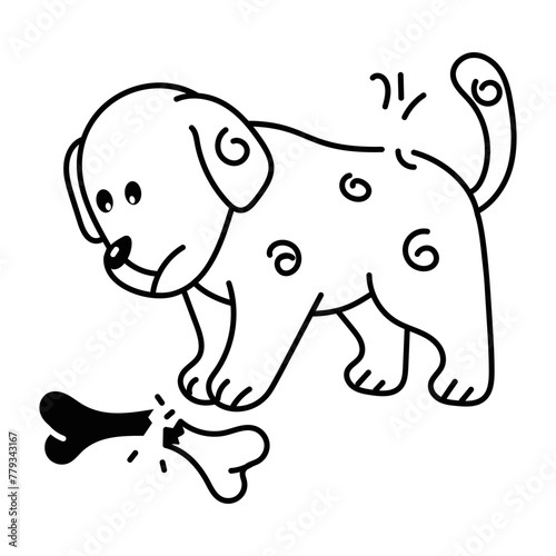 Download doodle icon of a broken pet bone 