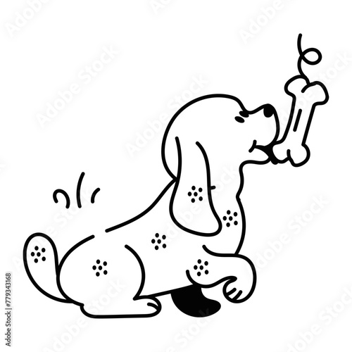 A doodle style icon of puppy bone 