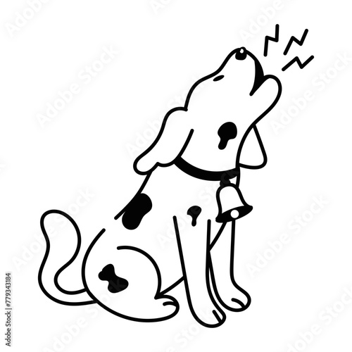 Customizable doodle icon depicting dog howl 