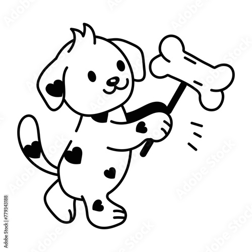 Grab this doodle icon of dog treat 