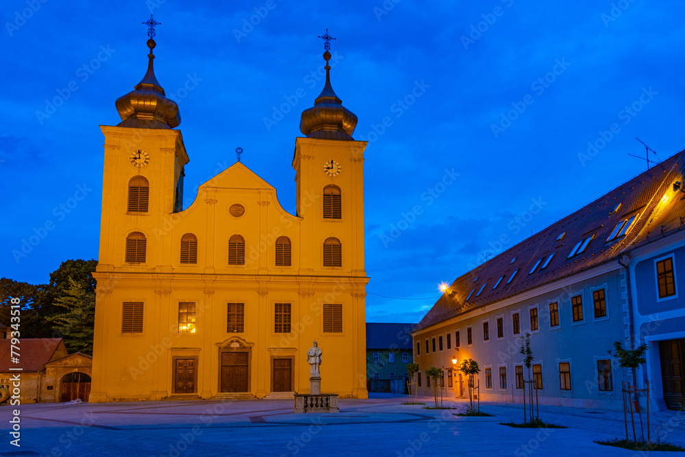 Sunset view of the Church of Saint Michael in Croatian town Osijek