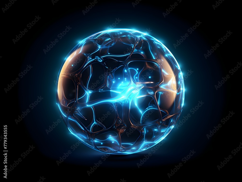 Glowing Ethereal Sphere Representing Electrical Neural Connections and Technological Innovation Glowing Ethereal Sphere Representing Electrical Neural Connections and Technological Innovation
