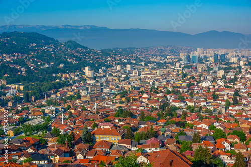 Panorama view of the old town of Sarajevo, Bosnia and Herzegovina