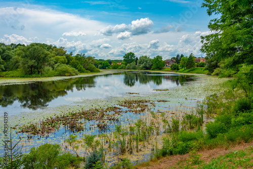 Fototapeta Naklejka Na Ścianę i Meble -  River Sava passing through Croatian countryside
