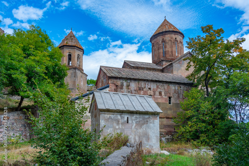 Sapara Monastery in mountains near Georgian town Akhaltsikhe