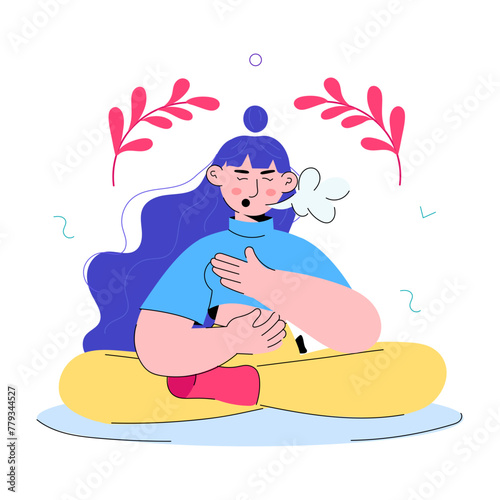 Ready to use doodle mini illustration of breathing exercise 